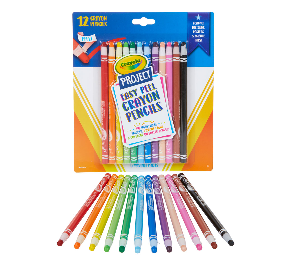 Easy Peel Crayon Pencils 12 Count