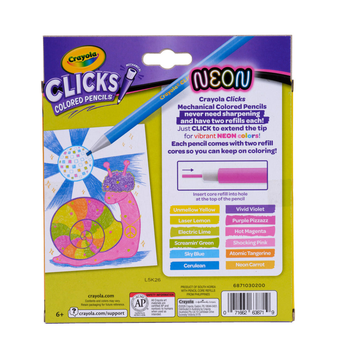 Clicks Colored Pencil Set 12 Neon Colors