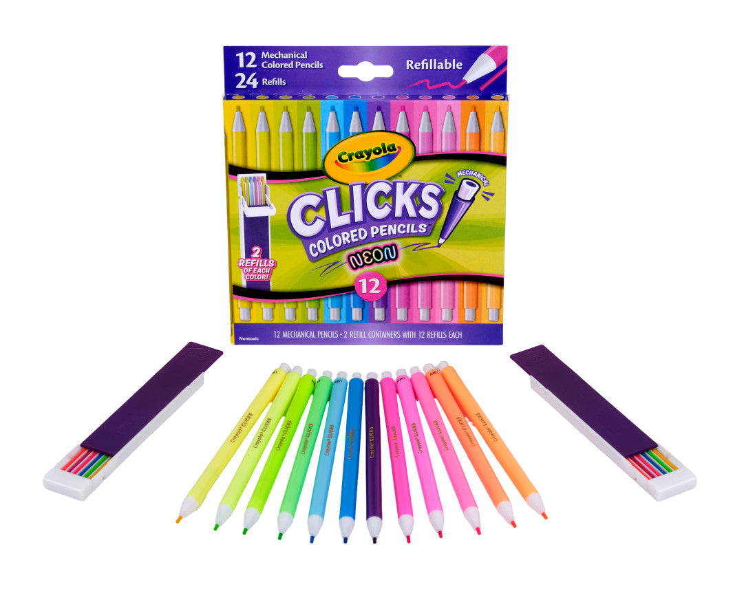 Clicks Colored Pencil Set 12 Neon Colors