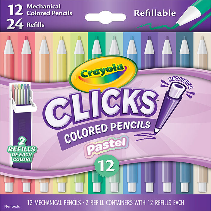 Clicks Mechanical Colored Pencil Set 12 Pastel Colors