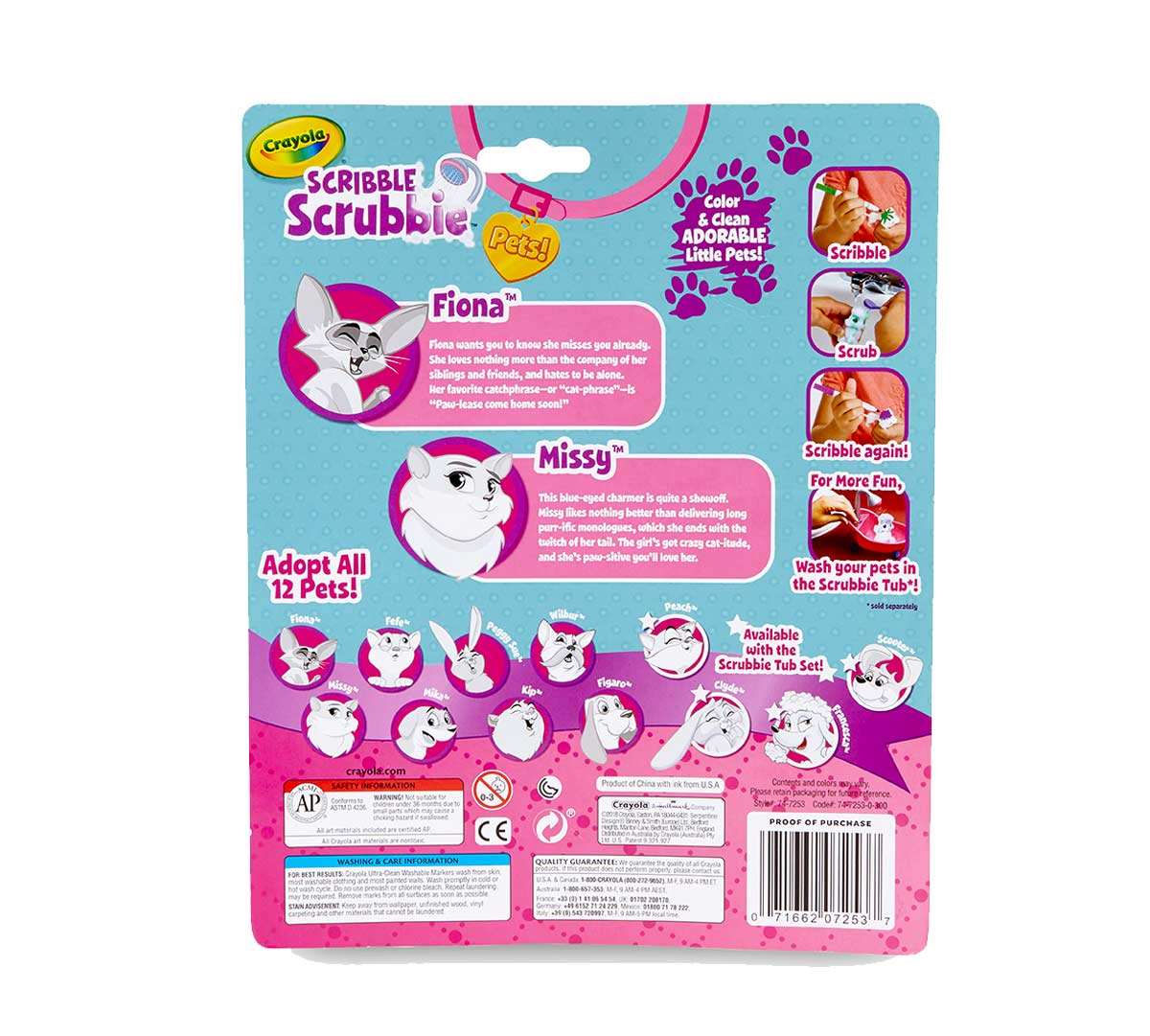 Scribble Scrubbie Pets Cats 2 Count