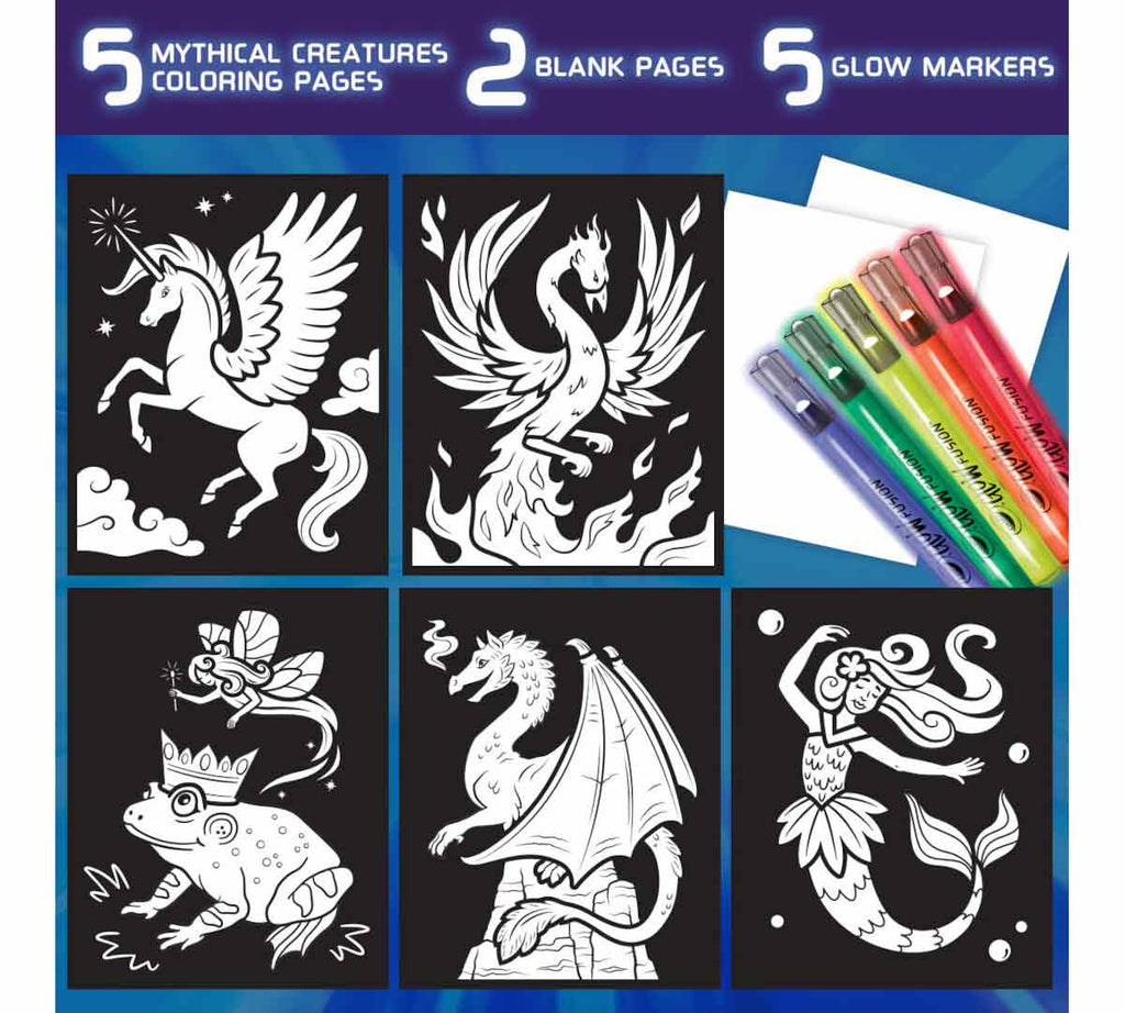Mythical Creatures Glow Fusion Coloring Set