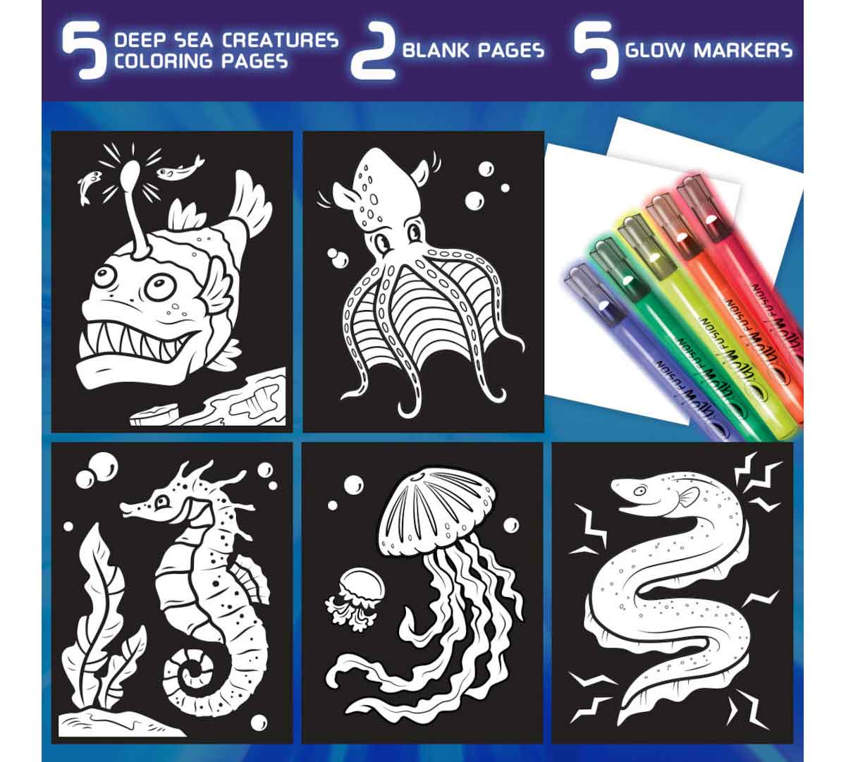 Deep Sea Creatures Glow Fusion Coloring Set