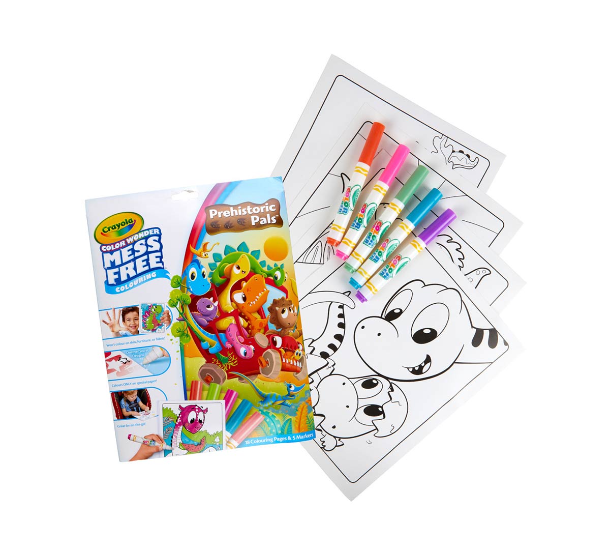 Color Wonder Mess Free Prehistoric Pals Dinosaur Coloring Pages &amp; Markers