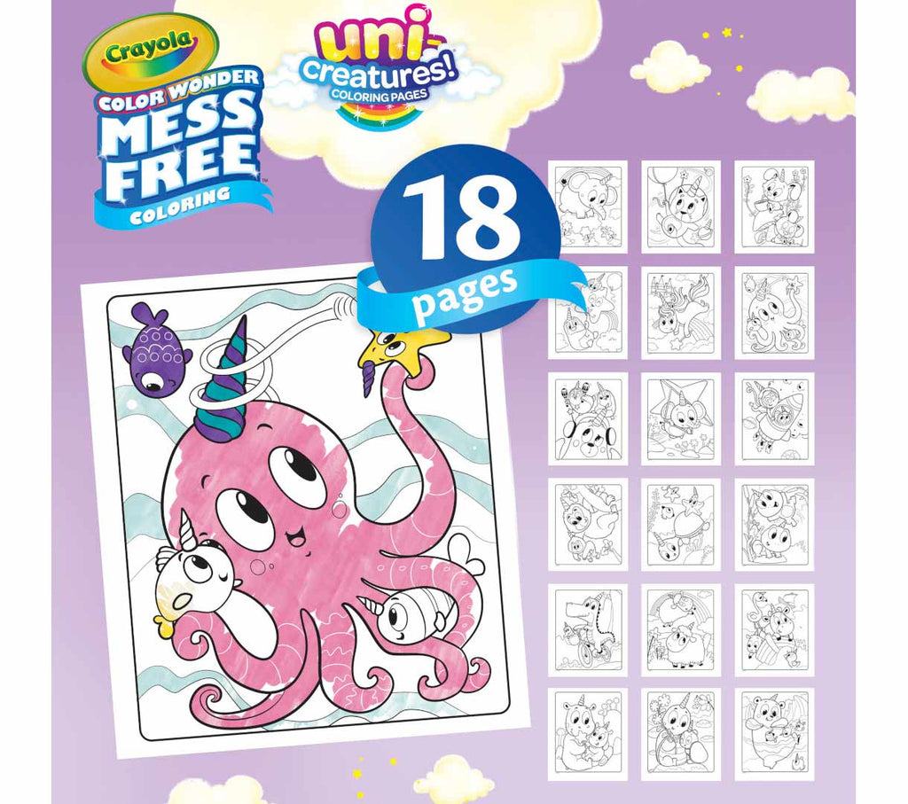 Color Wonder Mess Free Uni-Creatures Coloring Pages &amp; Markers