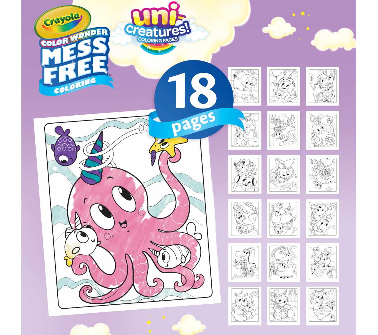 Color Wonder Mess Free Uni-Creatures Coloring Pages &amp; Markers