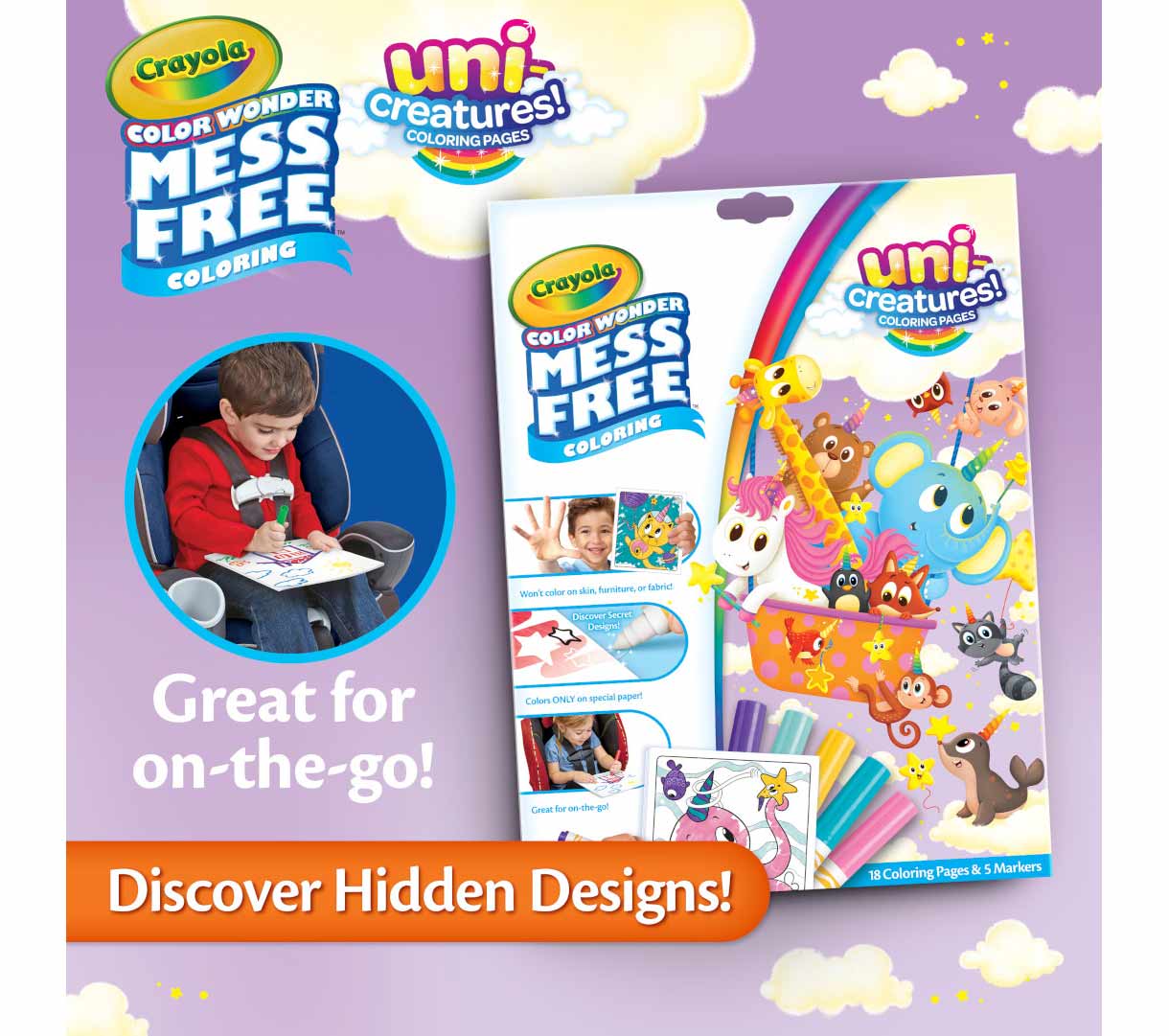 Color Wonder Mess Free Uni-Creatures Coloring Pages &amp; Markers