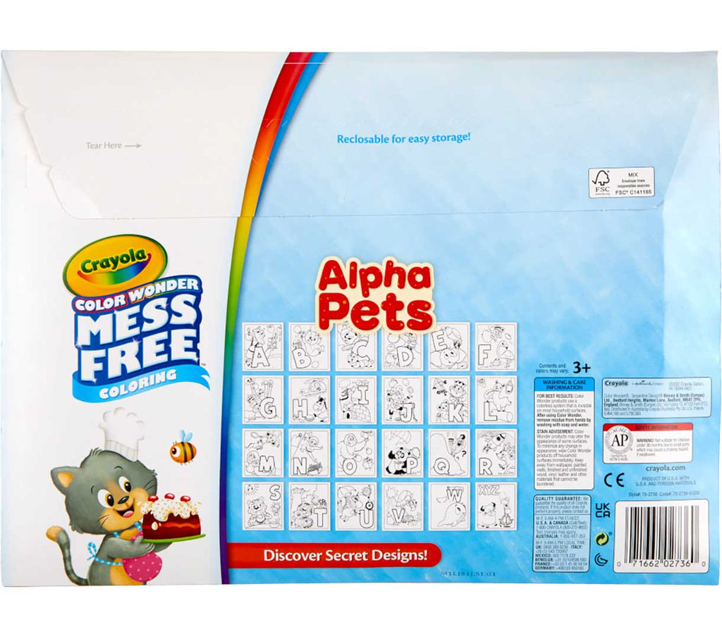 Color Wonder Mess Free Alpha Pets Coloring Pages &amp; Markers