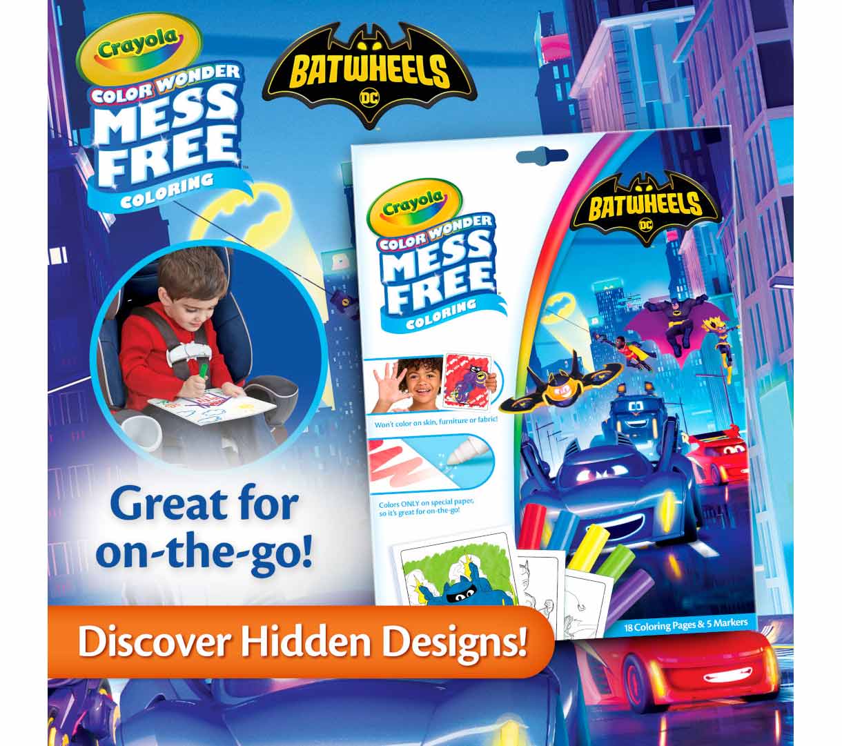 Color Wonder Mess Free Batwheels Coloring Pages &amp; Markers