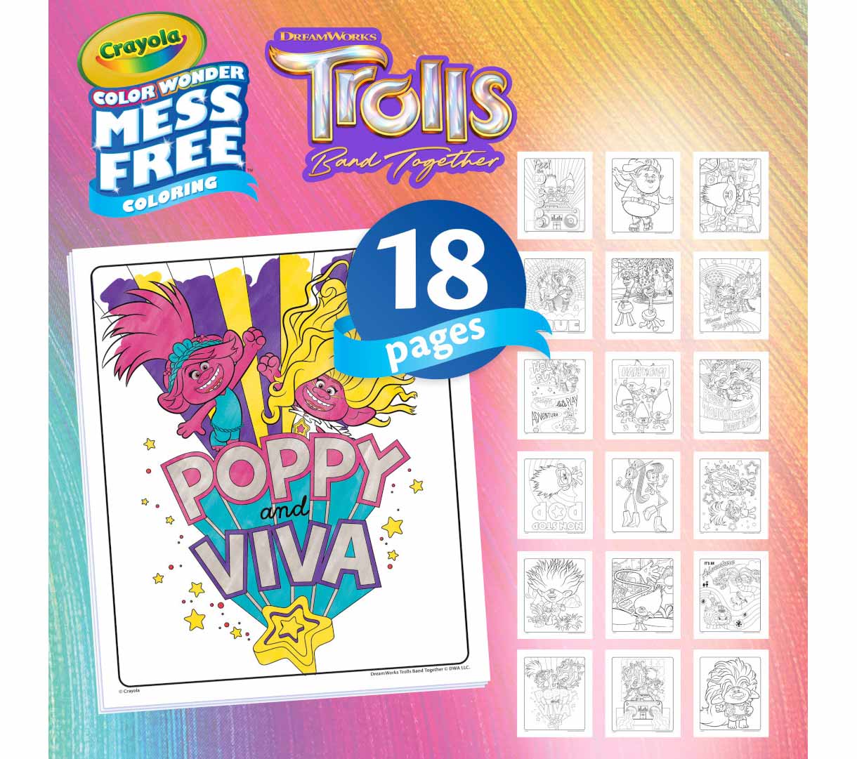 Color Wonder Mess Free Trolls Coloring Pages &amp; Markers
