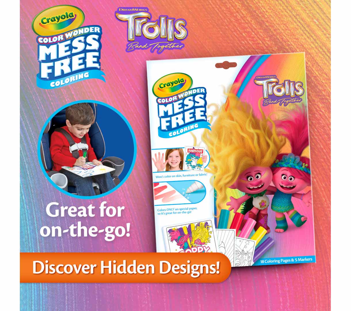 Color Wonder Mess Free Trolls Coloring Pages &amp; Markers