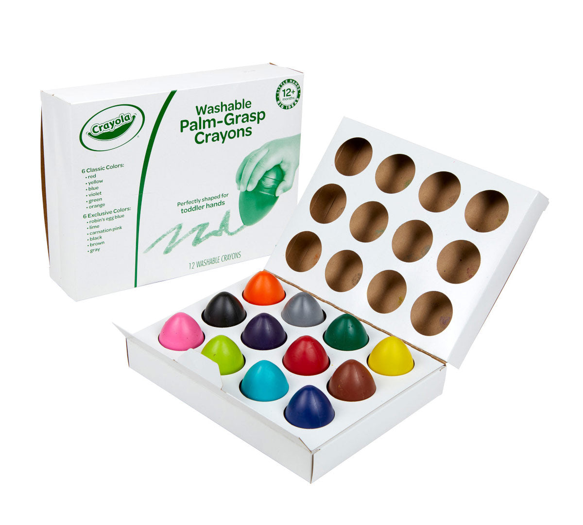 Palm Grasp Washable Crayons 12 Count