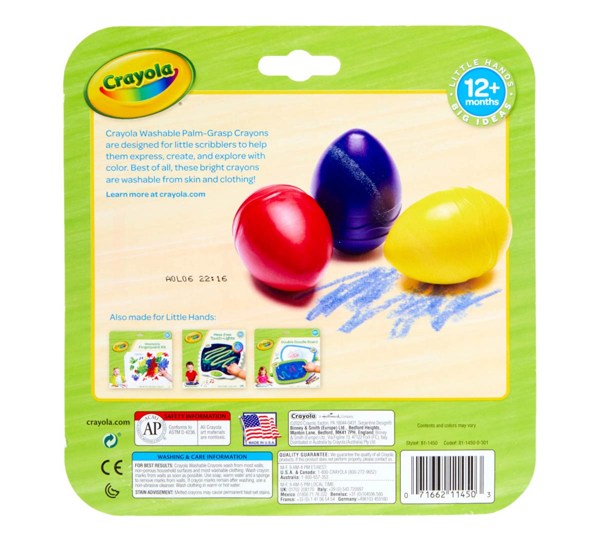 Palm Grasp Egg Crayons 3 Count