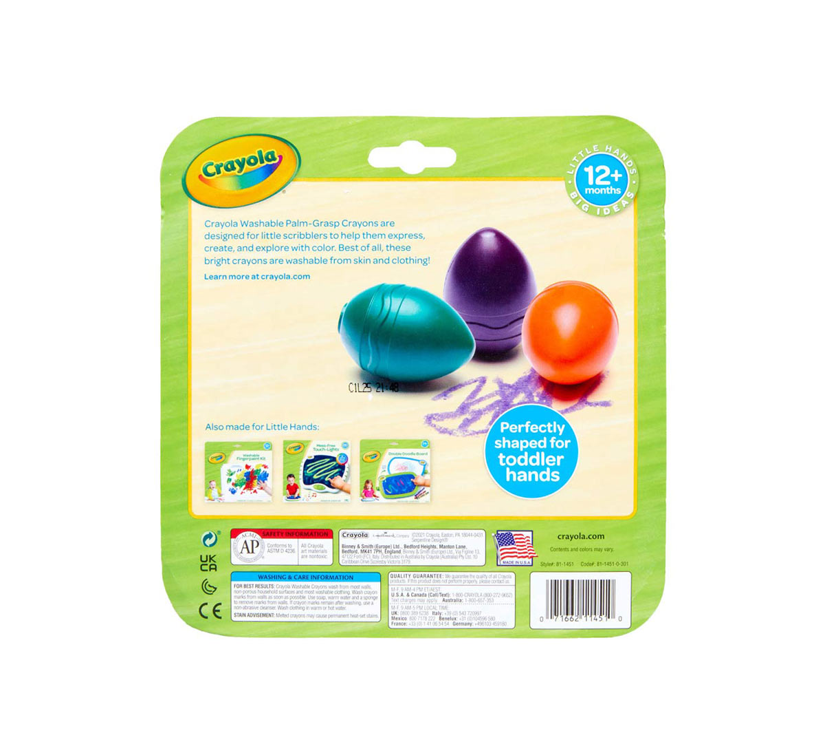 Palm Grasp Toddler Crayons 6 Count