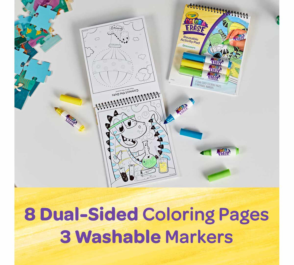 Dinosaur Color and Erase Reusable Activity Pad with Markers