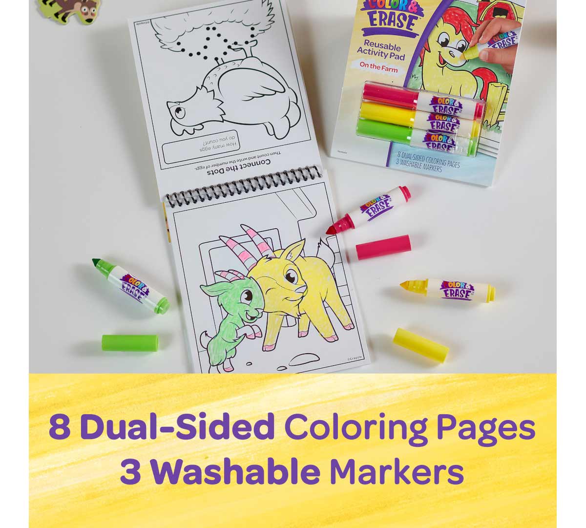 On the Farm Color and Erase Reusable Activity Pad with Markers