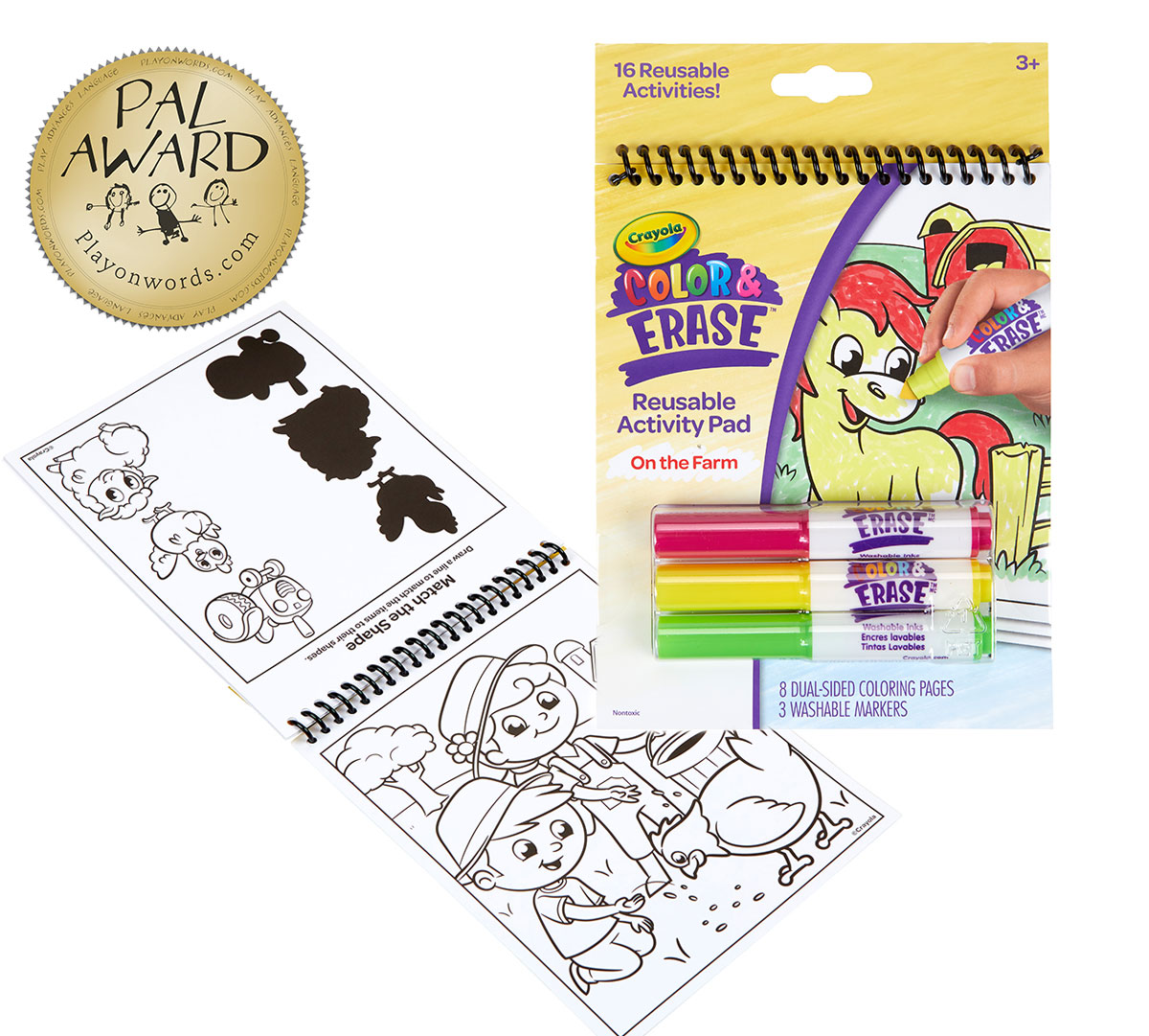 On the Farm Color and Erase Reusable Activity Pad with Markers