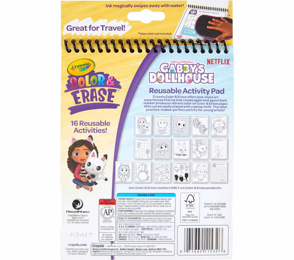Gabby's Dollhouse Color &amp; Erase Activity Pad with Markers