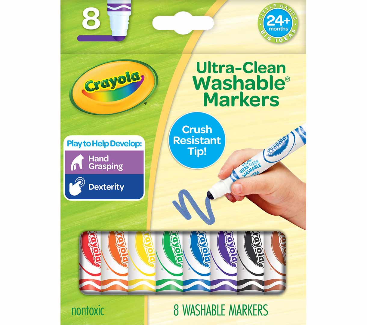 Crush Resistant Washable Toddler Markers 8 Count