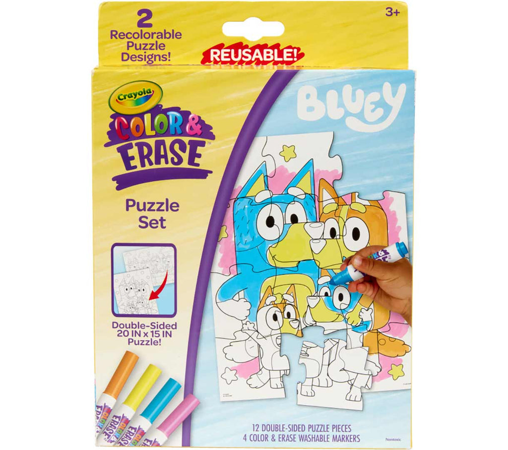 Bluey Color and Erase Reusable Puzzle Set with Markers