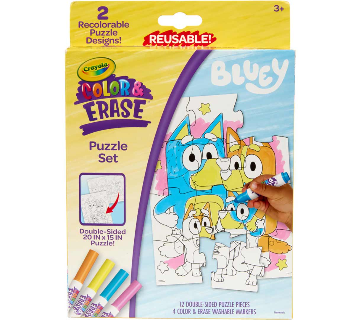 Bluey Color and Erase Reusable Puzzle Set with Markers