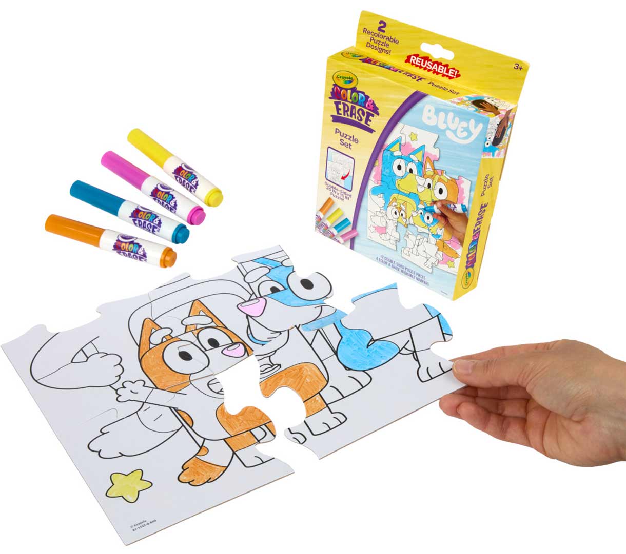 Bluey Color and Erase Reusable Puzzle Set with Markers