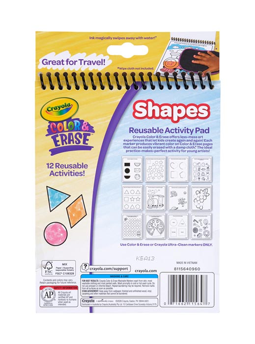 Color &amp; Erase Reusable Activity Pad Shapes