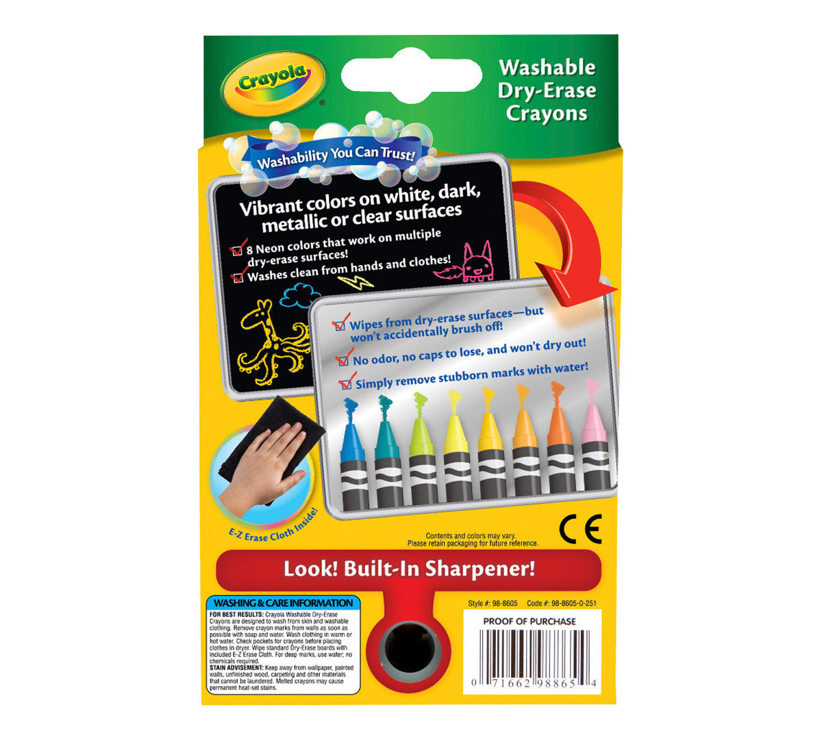 Neon Dry Erase Crayons 8 Count