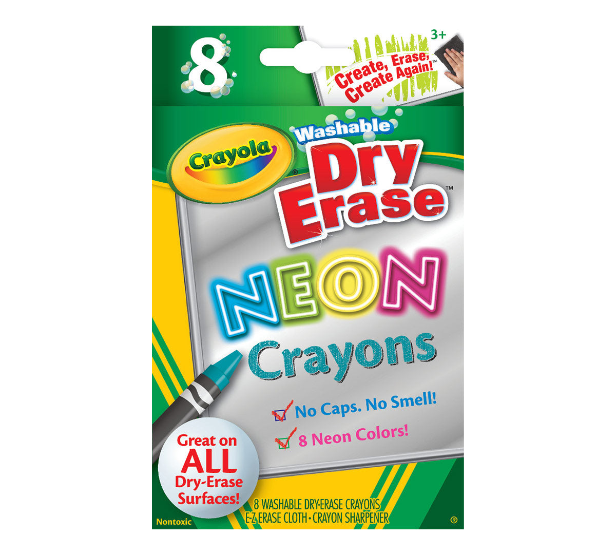 Neon Dry Erase Crayons 8 Count