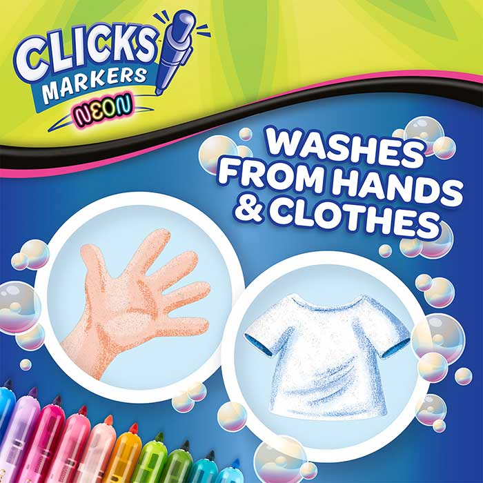 Clicks Retractable Markers Neon 10 Count