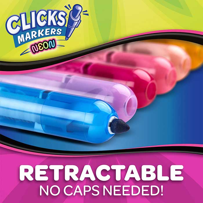 Clicks Retractable Markers Neon 10 Count