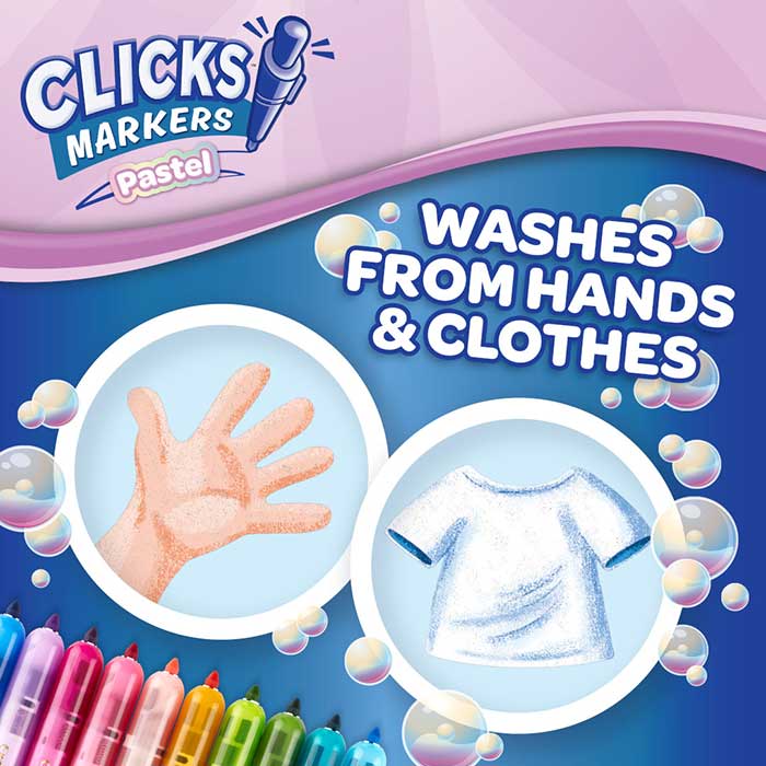 Clicks Retractable Markers Pastel 10 Count