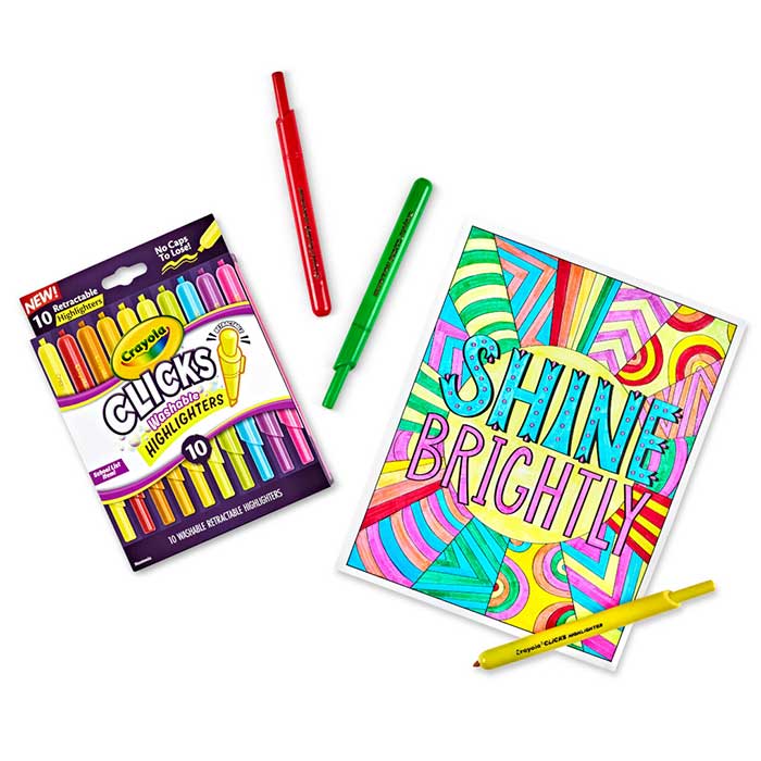 Clicks Retractable Highlighters 10 count