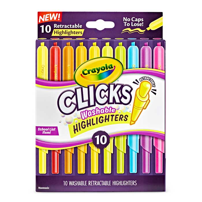 Clicks Retractable Highlighters 10 count