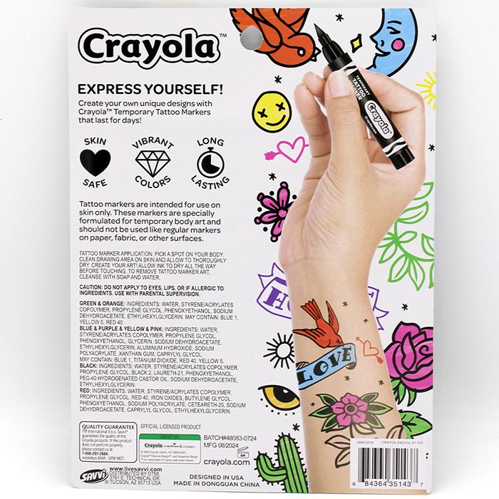 Crayola Temporary Tattoo Markers 8 Count